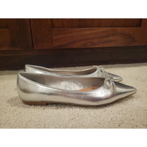 New Abound Gorgi Bow Flats Slip On Shoes Women's Silver Crystal Bow Size US 8 - Picture 3 of 10
